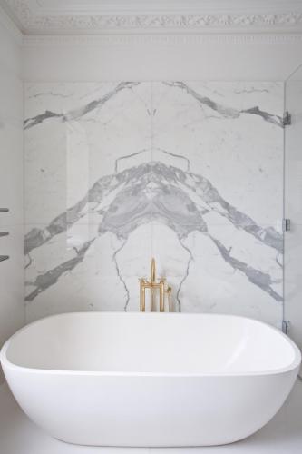 Knightsbridge marble bathroom brass taps