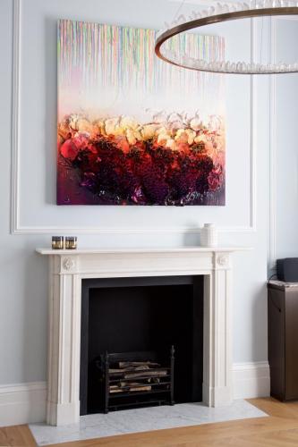 Knightsbridge living sitting room colourful artwork
